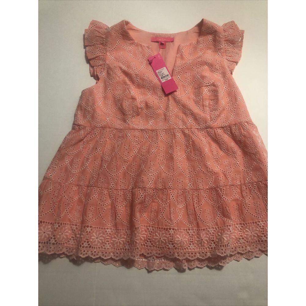 NWT Lilly Pulitzer Peach Hyacinth Floral Arch Eyelet Keila Top - Size‎ 6